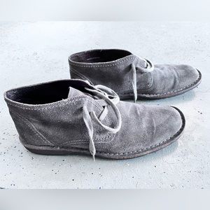 Used pair of John Varvatos Chukkas. Men's 10.5M. Gray Suede Leather.